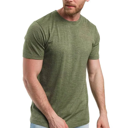 Men's 100% Superfine Merino Wool T-Shirt Base Layer Wicking Breathable Quick Dry Anti-Odor No-itch Comfortable Fit Size