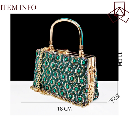 2024 Rhinestone Design INS Hot Sale New Arrivals African Shoes and Bag Set in Green Color Open Toe Comfortable Women Heels