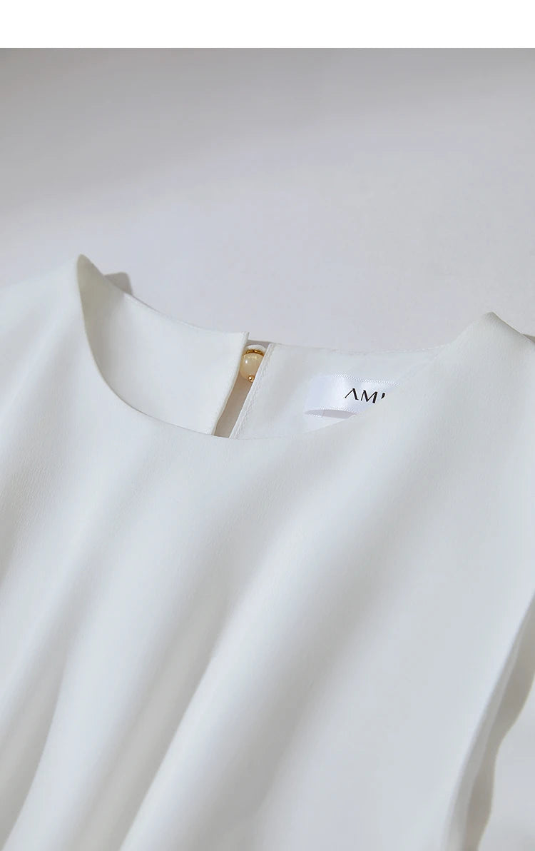 Minimalism Dresses 2025 Summer Vocation Women Loose Long Dresse Sleeveless High Waist Design Bead Drawstring Dress 12542177