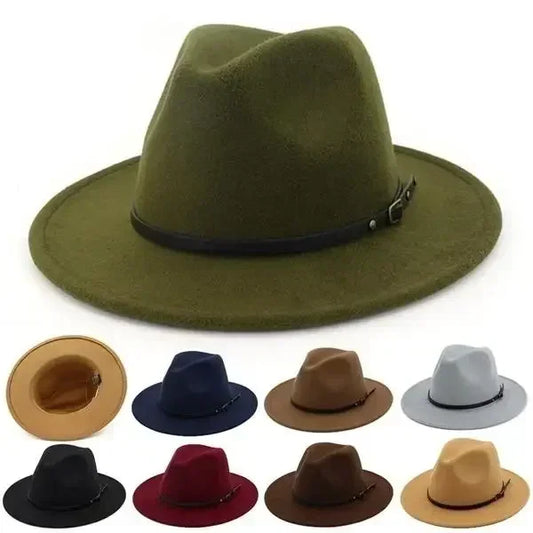 Solid Color Vintage Wide Brim Hat Church Party Ladies Felt Jazz Cap Fashion Travel Hats Women Creative Accessories Gifts