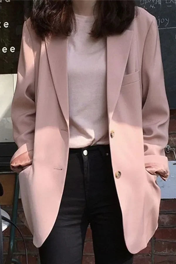 Chic Black Women's Short Suit Jacket Korean Style Casual High-End Feeling Spring Autumn New Fashion Polyester Fiber Coat