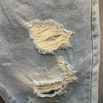 Men's Denim Shorts With Trendy Holes Rough Edges Light Blue Cropped Shorts Spring and Summer Youth