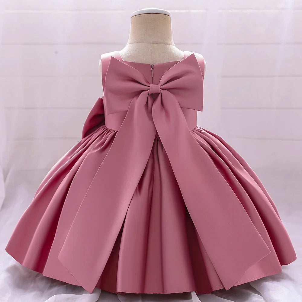 Big Bow Baby Girls Party Dress Toddler 1st Birthday Baptism Princess Kids Dresses for Girl White Wedding Prom Christmas Costumes