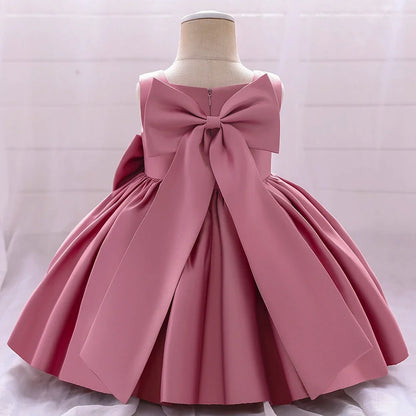 Big Bow Baby Girls Party Dress Toddler 1st Birthday Baptism Princess Kids Dresses for Girl White Wedding Prom Christmas Costumes