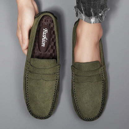 Fashion Suede Men Casual Shoes Breathable Leather Mens Loafers Slip on Male Driving Shoes Luxury Brand Comfortable Boat Shoes