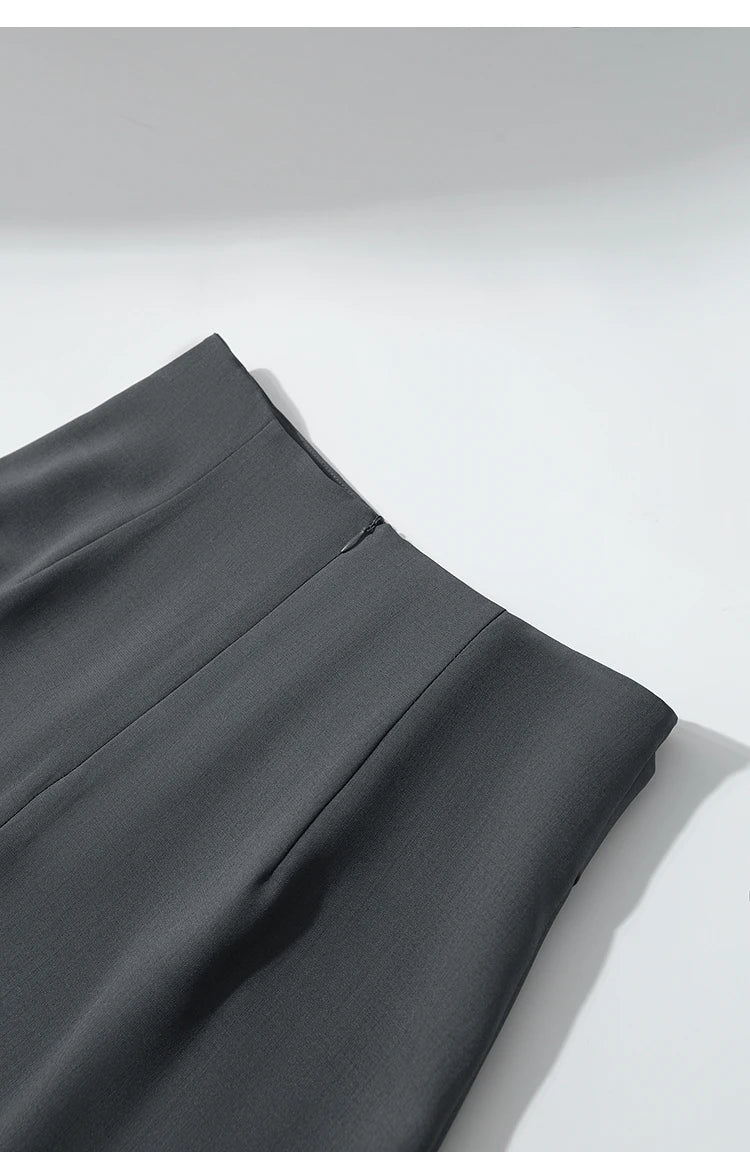 Women's Skirt 2026 Spring New H-Line Elegant Anti-wrinkle Split Skirt Solid Mid-length Versatile Woman Clothes 12621005