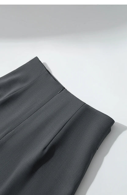Women's Skirt 2026 Spring New H-Line Elegant Anti-wrinkle Split Skirt Solid Mid-length Versatile Woman Clothes 12621005