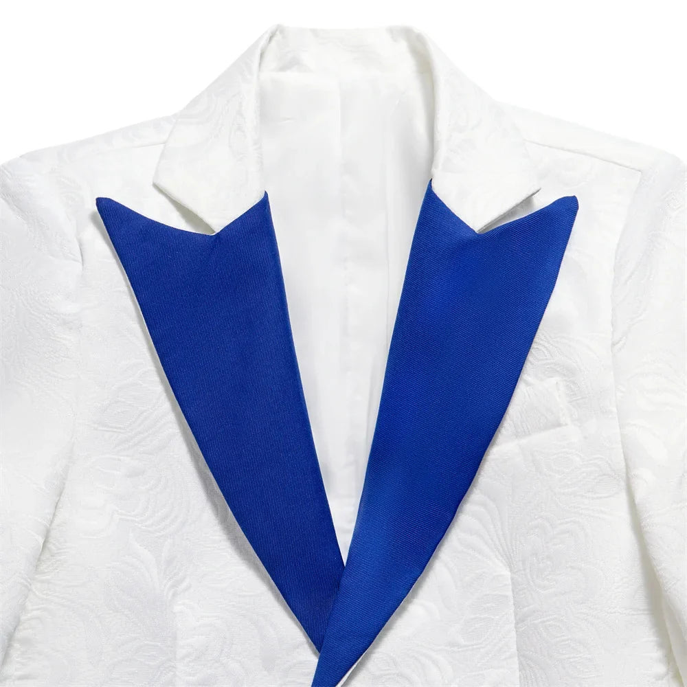 Royal Blue Paisley Suit Set or Children 3-14 Years Communion Suit Boys Wedding Suits 4-Piece Jacket Vest Pants Bowtie