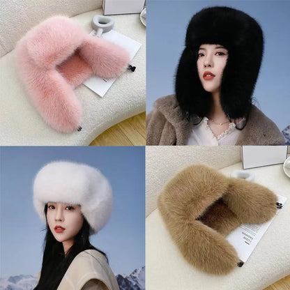 Faux Fur Bomber Hat Or Women And Men Windproof Warm Earmuffs Windproof Earflap Cap Thickened Russian Caps Ear Protection Hats