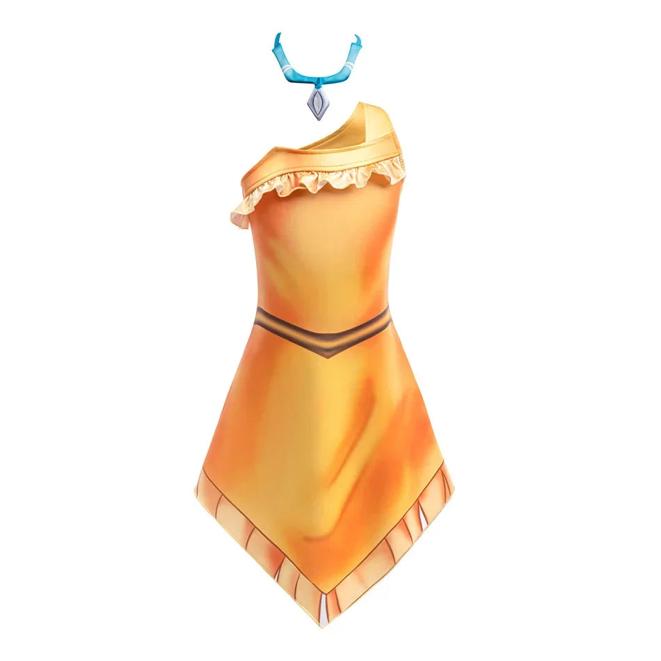 Indian Pocahontas Princess Cosplay Dress Girls Matoaka Halloween Party Disguise Costume Children Cartoon Movie Fantasy Outfits