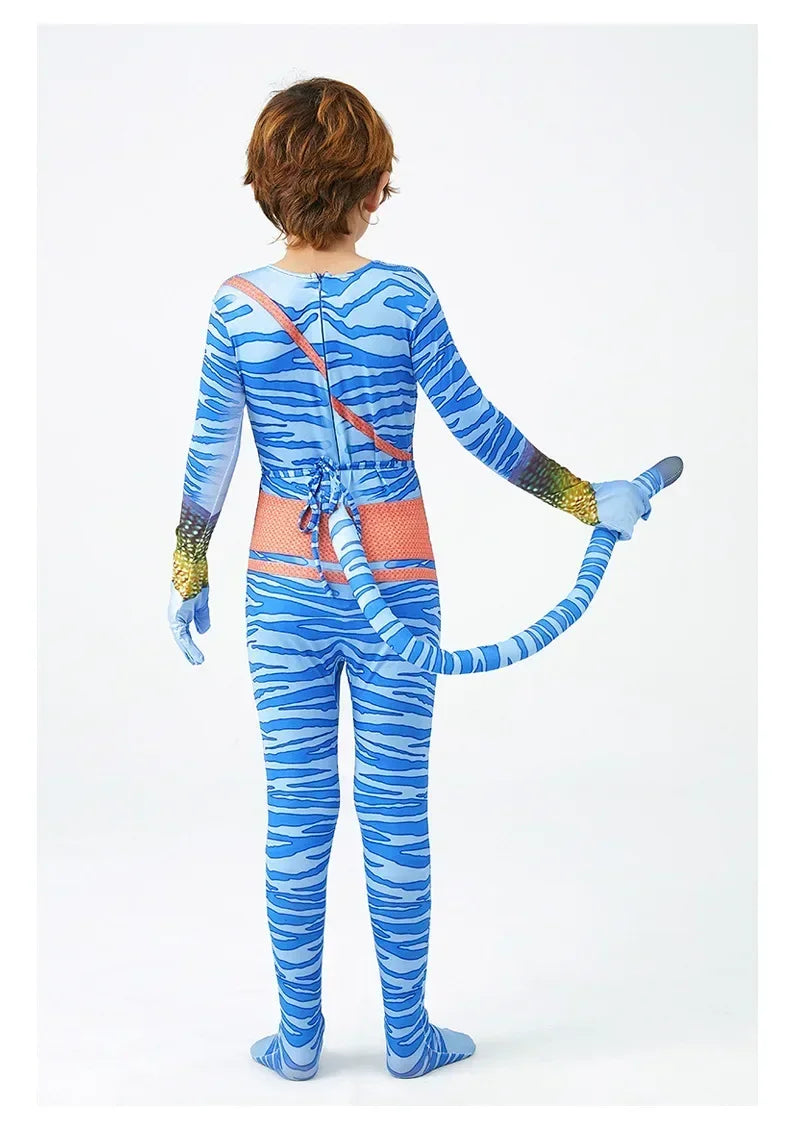 Boy Girls Halloween Cosplay Avatar Costume Kids The Way of Water Neytiri Alien Cosplay Hero One Piece Tight Fitting Clothing