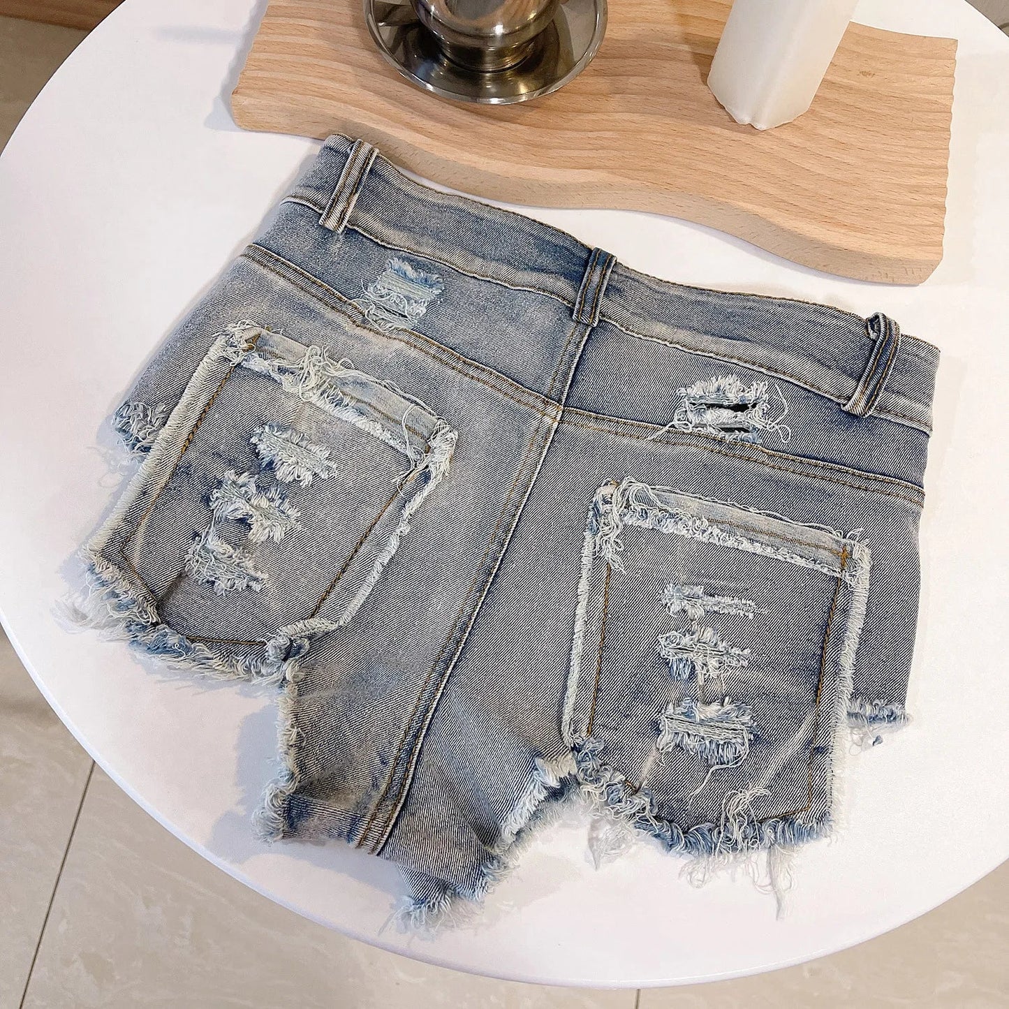 Women's Summer Sexy High Waist Denim Shorts 2025 Female Fashion Hollow Out Hole Hot Pants Short Jeans