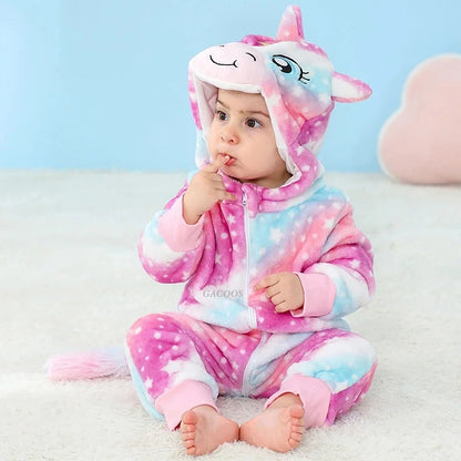 Cute Monkey Tiger Dinosaur Cosplay Costumes Boys Girls Toddler Animal Jumpsuit Baby Rompers Infant Clothes Pyjamas Kids Kigurumi