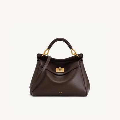 Lucia Elegant Buckle Genuine Leather Handbag for Women, Urban Casual Commuter Shoulder and Crossbody Bag