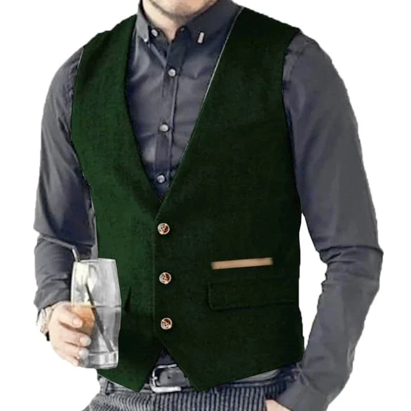 Men Vest Brown Solid Tweed Vest Retro Herringbone Vintage Wedding Groom Banquet Gilet Men Vest Suit