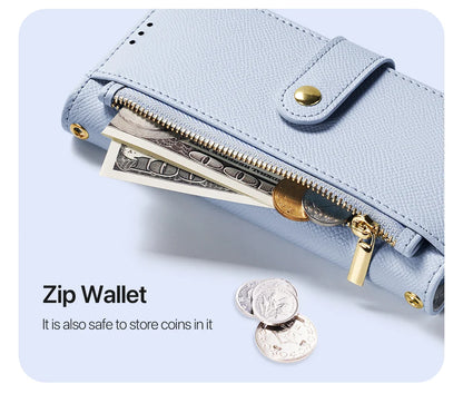 2in1 Magnetic Detachable Wallet Folio Case for iPhone 17 Pro Max/17 Air/16plus 15Leather Cover with Card Slots & Clasp