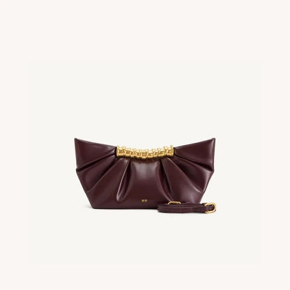 Leia Pleated Clutch Metal Fashion High-End Feel Dumpling Bag Soft Leather Luxury Party Bag Evening Clutch for Women