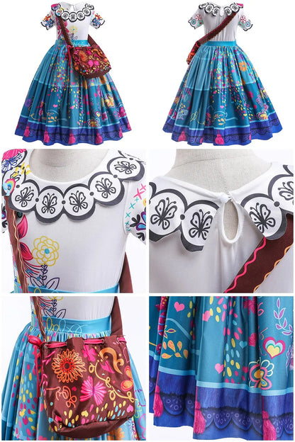 Kids Encanto Mirabel Isabela Dolores Costume Girls Elsa Belle Rapunzel Mermaid Carnival Cosplay Dress Children Princess Clothes