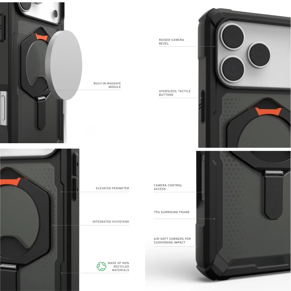 Plasma Kickstand Phone Case For Iphone 17 Pro Max Air 16 15 14 13 12 Shockproof Armor Magnetic MagSafe Stand Protective Cover