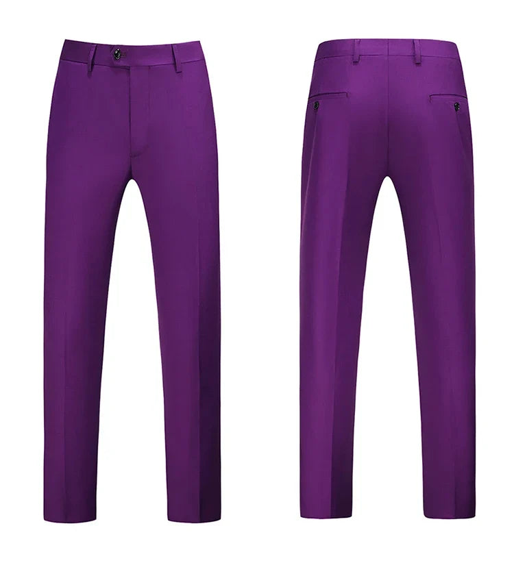 British Style Solid High Waist Trousers Men Formal Trousers High Quality Slim Fit Business Casual Suit Pants Groom Wedding Dress