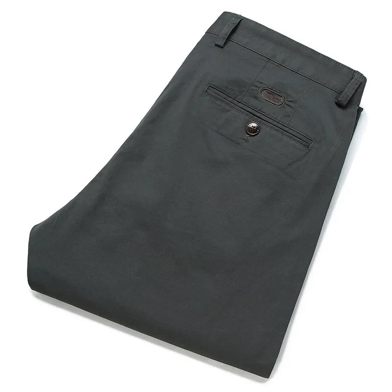 97% Cotton Casual Pants Mens Spring Summer  Clothing Straight Green Black Khaki Trousers Male Brand Bulk Clothing Wholesale