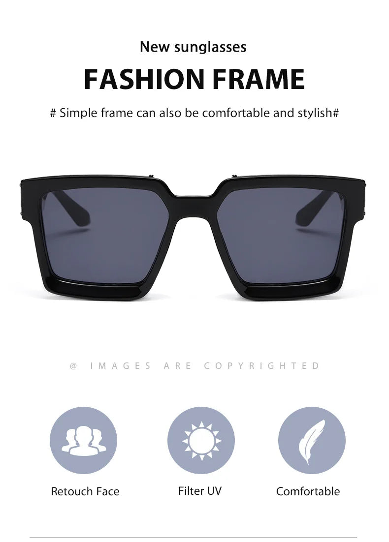 Millionaire Sunglasses For Men Vintage Square Fashion Glasses Luxury Retro Sunglasses Women Trending Punk Gafas De Sol Lentes