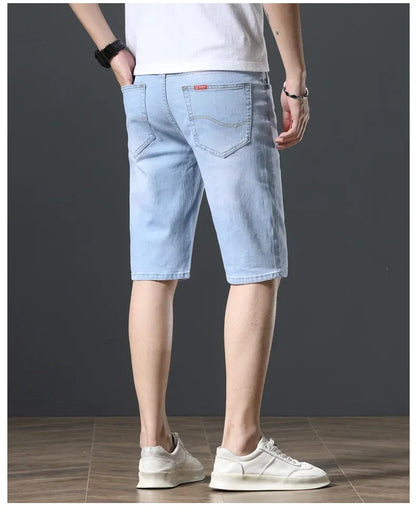 2025 Summer Brand Stretch Thin Bermuda Masculina Cotton Denim Jeans Jorts Men Knee Length Soft Ropa Hombre Shorts