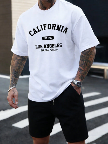 California Los Angeles Est 1776 Men T Shirts Retro Fashion Soft Short Sleeve Summer Comfortable T-Shirt Unisex Cotton Loose Top