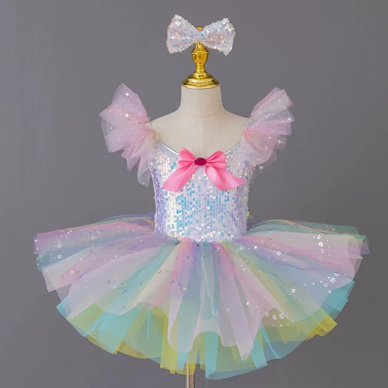 Children's Day Dance Dress Girl Ballet Princess Summer Dresses Girls Ballet Sequins Outfit Kids Clothes Vestidos Birthday Gift
