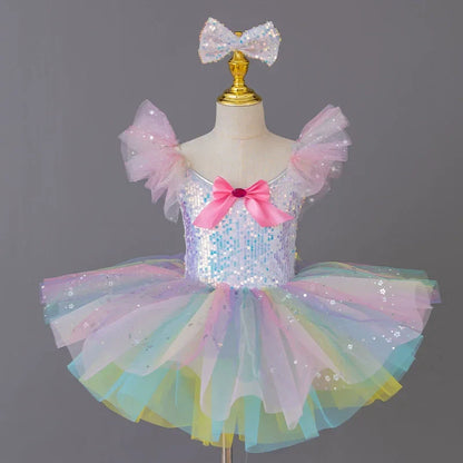 Children's Day Dance Dress Girl Ballet Princess Summer Dresses Girls Ballet Sequins Outfit Kids Clothes Vestidos Birthday Gift