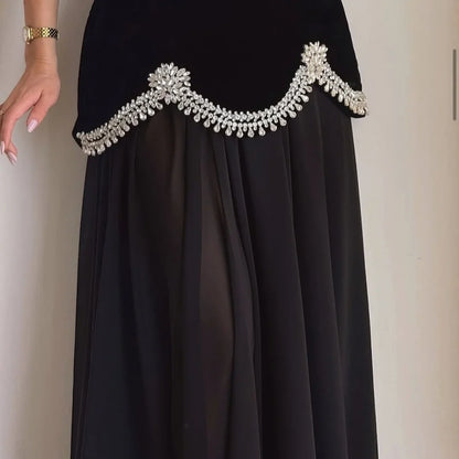 Customized Black Glitter Strapless Backless robes de soirée SleevelessA-line Party Dresses Floor-Length Prom Dress 2026