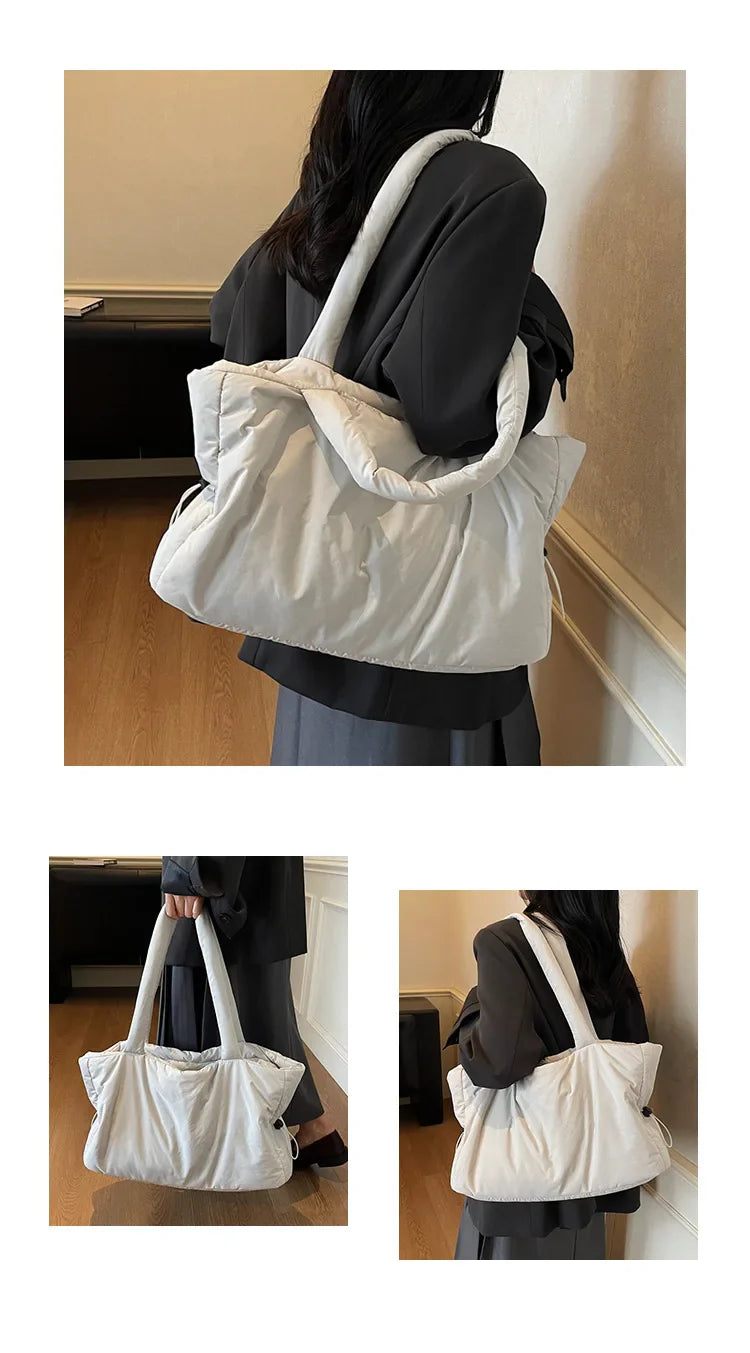 Fashion Winter Women Shoulder Bag Large Simple Shopping Commuting Bag Simple and Practical Textured Casual Versatile Tote Bag