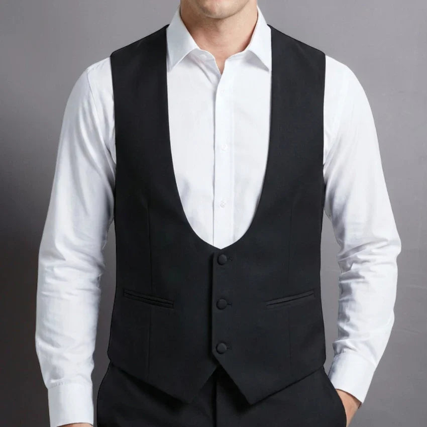 Black Men Suit Vest for Wedding Party One Piece Slim Fit Male Waistcoat Solid Color Fashion Coat EU44-EU60 New Arrival