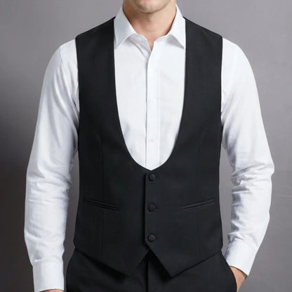 Black Men Suit Vest for Wedding Party One Piece Slim Fit Male Waistcoat Solid Color Fashion Coat EU44-EU60 New Arrival