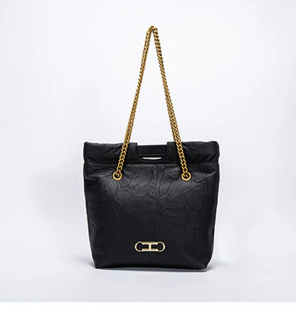 Body Design Solid Color Large Capacity Fashionable New Product Women's Shoulder Bag Chain Shoulder Strap Unique Folded Bag