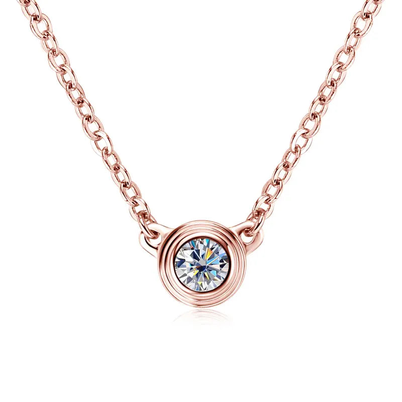 3mm Moissanite Diamond Round Pendant Necklaces for Women 925 Sterling Silver Chains Wedding Fine Jewelry Gift Collares