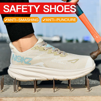 NEW Lightweight Safety Shoes Men Steel Toe Sneakers Anti-puncture Proof Breathable Work Safety Boots Man Comfortable Work Shoes