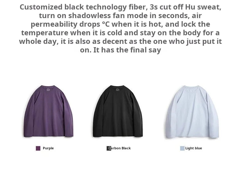 Casual 7A Anti-Bacterial Quick-Dry Long Sleeve T-Shirt Men's Spring Cool Comfort Breathable Tops Round Neck Layering Tee