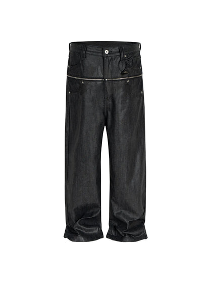 Unisex Brush Wax Zipper Original Cow Jeans Men's and Women's Denim Pants ZJ117