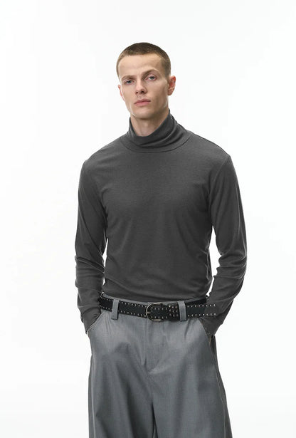 Autumn New Arrival Slim Fit Long-Sleeved Wool Turtleneck Base Layer T-Shirt High-quality Men's Slim-fit Undershirt-190g