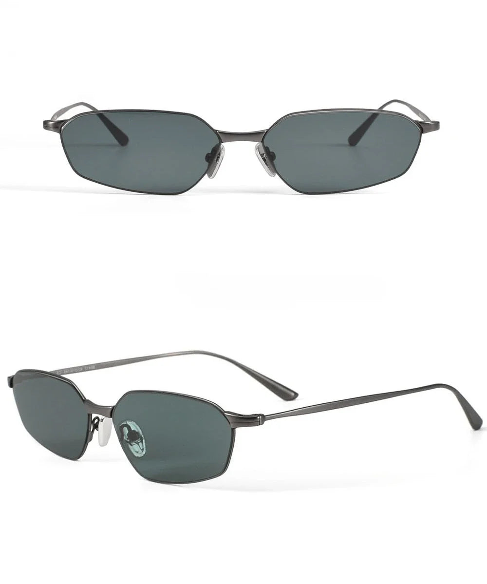 Fashion New Polygon Pure Titanium Outdoors Sun Protection Sunglasses High-quality Ultra Light Frame Support Prescription Lenses