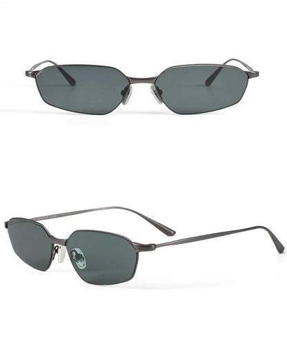 Fashion New Polygon Pure Titanium Outdoors Sun Protection Sunglasses High-quality Ultra Light Frame Support Prescription Lenses