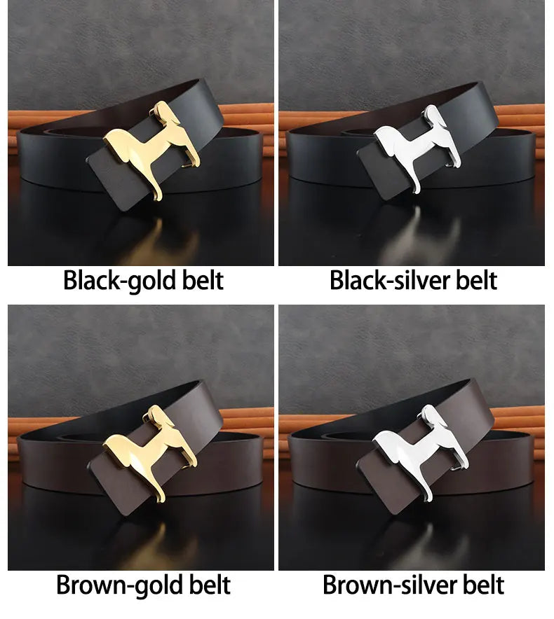 High grade Stainless steel horse slide buckle men belts 3.8cm wide genuine leather Waistband cowboy casual ceinture homme