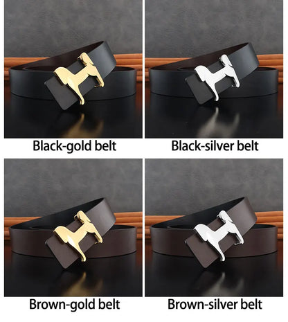 High grade Stainless steel horse slide buckle men belts 3.8cm wide genuine leather Waistband cowboy casual ceinture homme