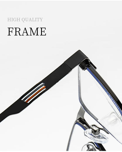 New Metal Eyeglasses Square Frame Business Casual Anti-blue Light Reading Glasses Men's Prescription Customized 6915