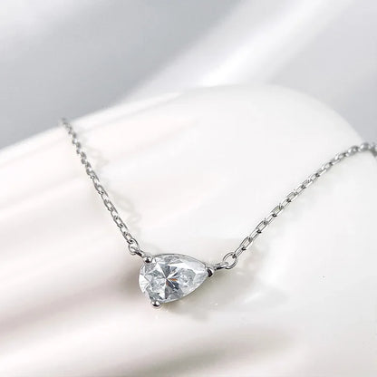 18k Plated 1CT 2CT 3CT Pear Cut Moissanite Necklace for Women Classic Lab Diamond Pendant GRA  Sterling Silver 925 Chain