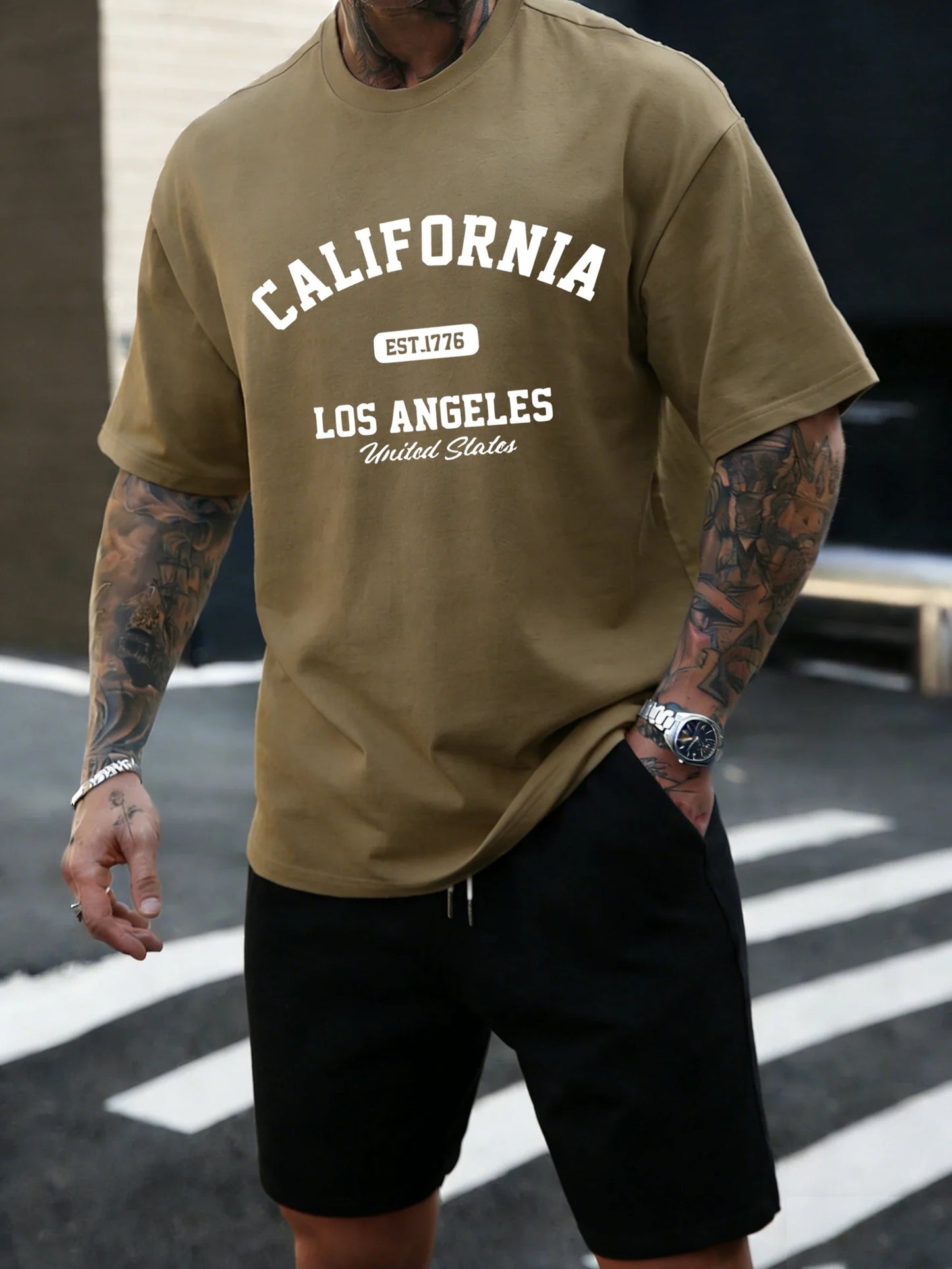 California Los Angeles Est 1776 Men T Shirts Retro Fashion Soft Short Sleeve Summer Comfortable T-Shirt Unisex Cotton Loose Top