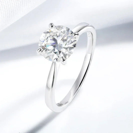 White Gold 2ct 100% Moissanite Engagement Ring for Women S925 Sterling Silver Lab Diamond Promise Wedding Band Jewelry