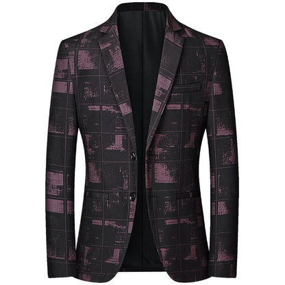 Fashion Print Slim Fit Men's Blazers Outerwear Business Casual Suit Jacket For Men Spring Autumn Korean Style Wedding Coats Man