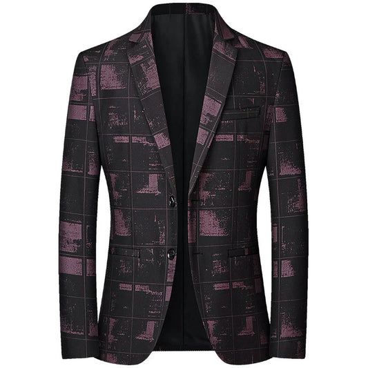 Fashion Print Slim Fit Men's Blazers Outerwear Business Casual Suit Jacket For Men Spring Autumn Korean Style Wedding Coats Man